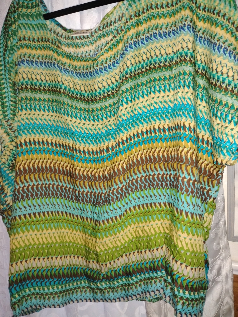 Cato Multi-Stripe Green & Aqua Knit Scoop Neck Blouse